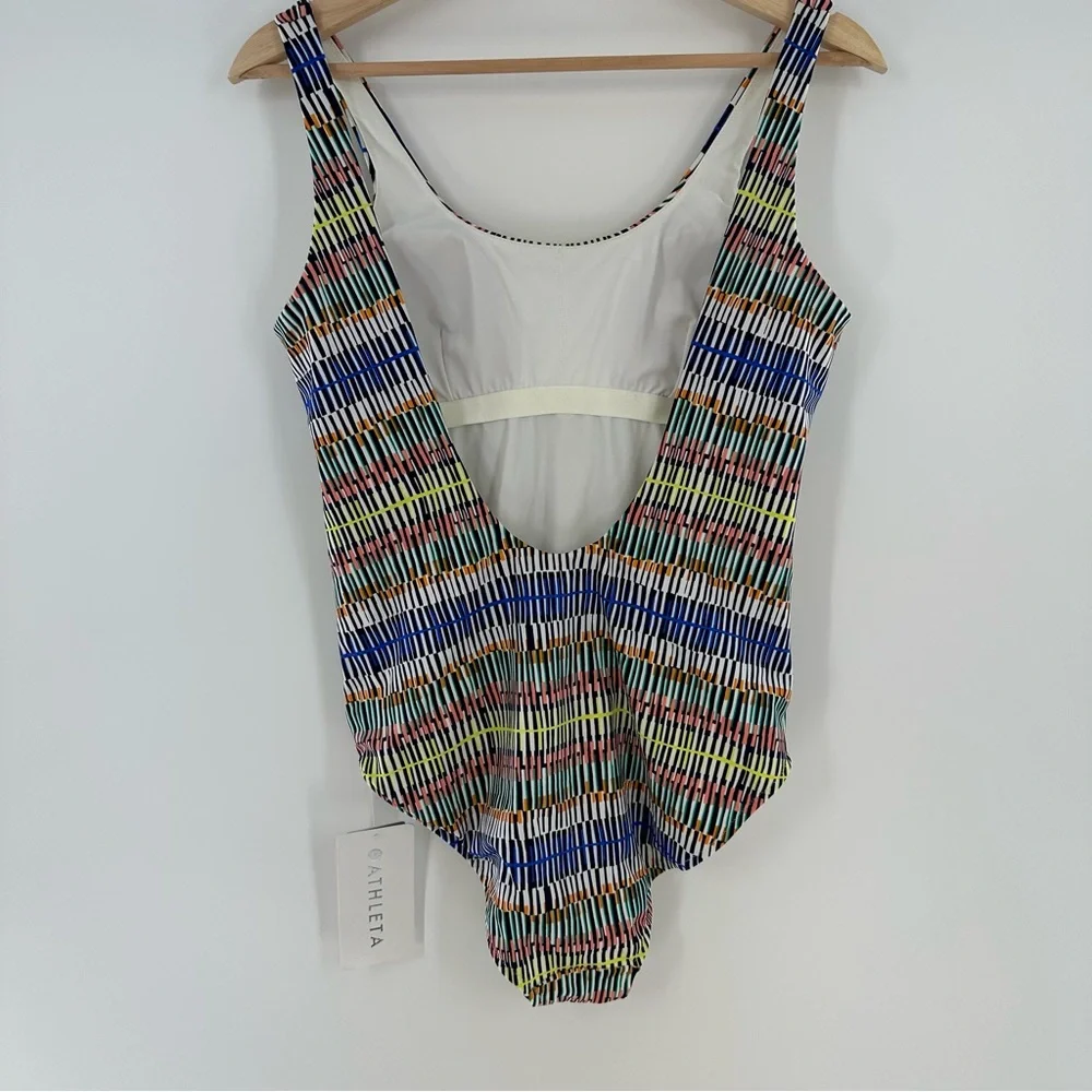 NWT Athleta QuickDri Prismatic Scoop One-Piece Multi Color Swimsuit Size Medium - Picture 2 of 10
